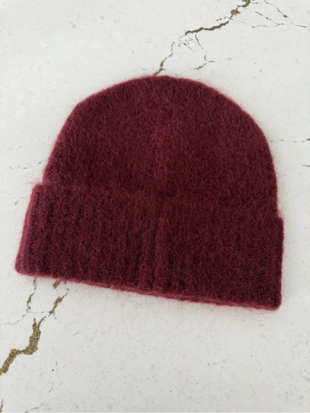 ARCTIC FOX Mohair Wool Beanie in Cherry Burgundy VGUC